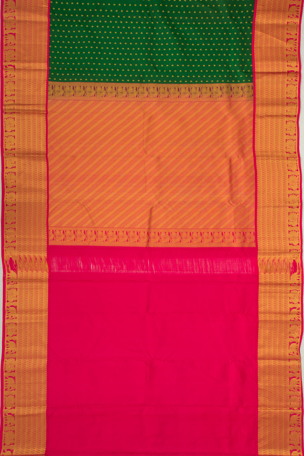 Taranga Kanchi Silk Butta Dark Green Saree