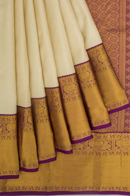 Taranga Kanchi Silk Brocade Cream Saree