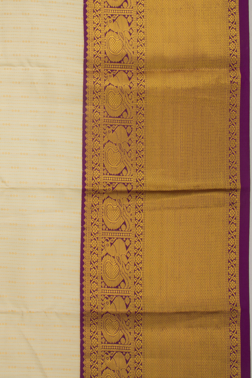 Taranga Kanchi Silk Brocade Cream Saree