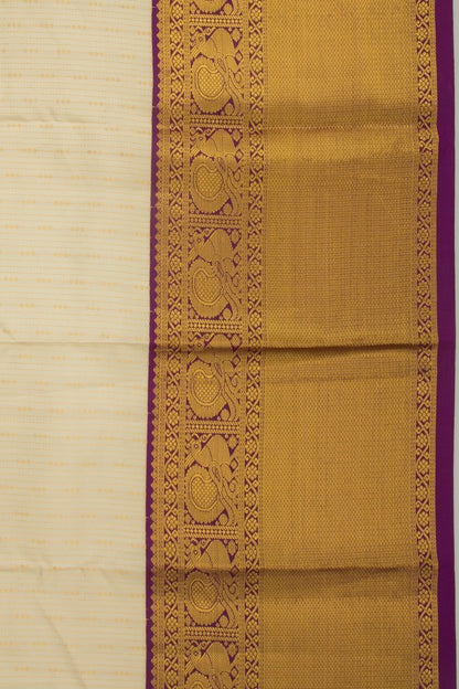 Taranga Kanchi Silk Brocade Cream Saree