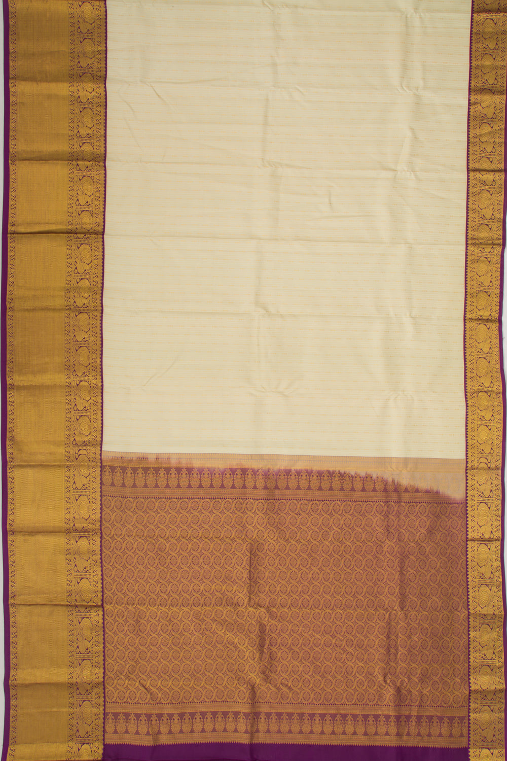 Taranga Kanchi Silk Brocade Cream Saree