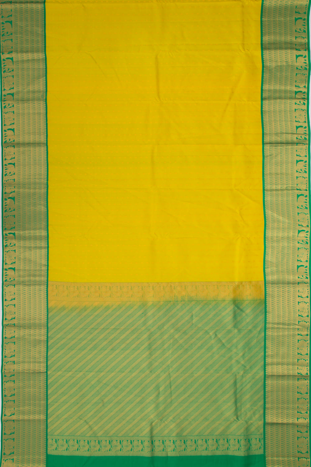 Taranga Kanchi Silk Butta Mehendi Green Saree
