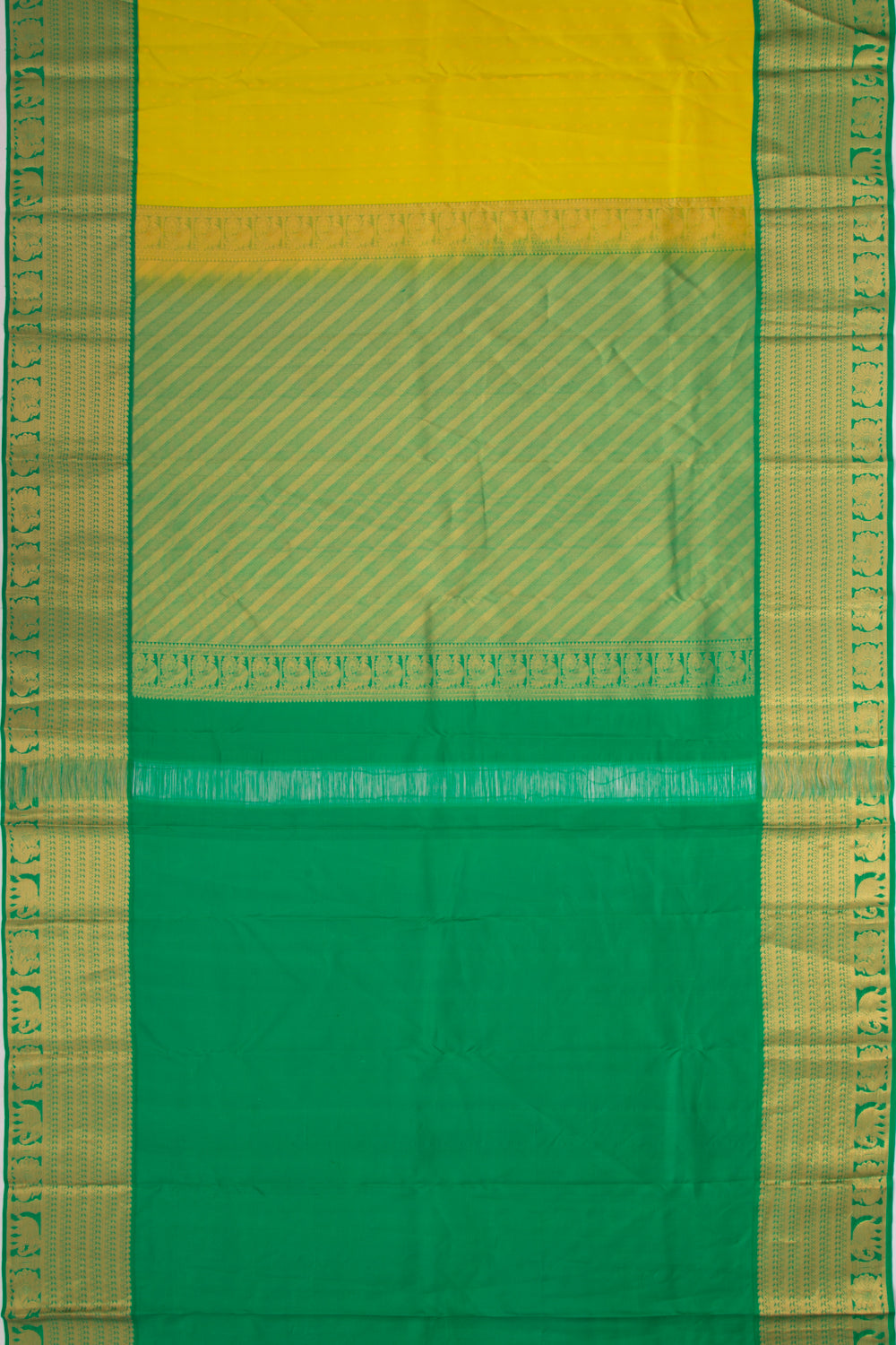 Taranga Kanchi Silk Butta Mehendi Green Saree