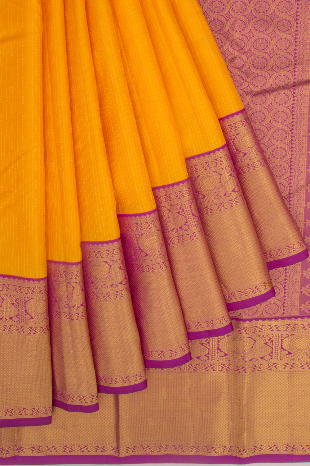 Taranga Kanchi Silk Brocade Mustard Yellow Saree