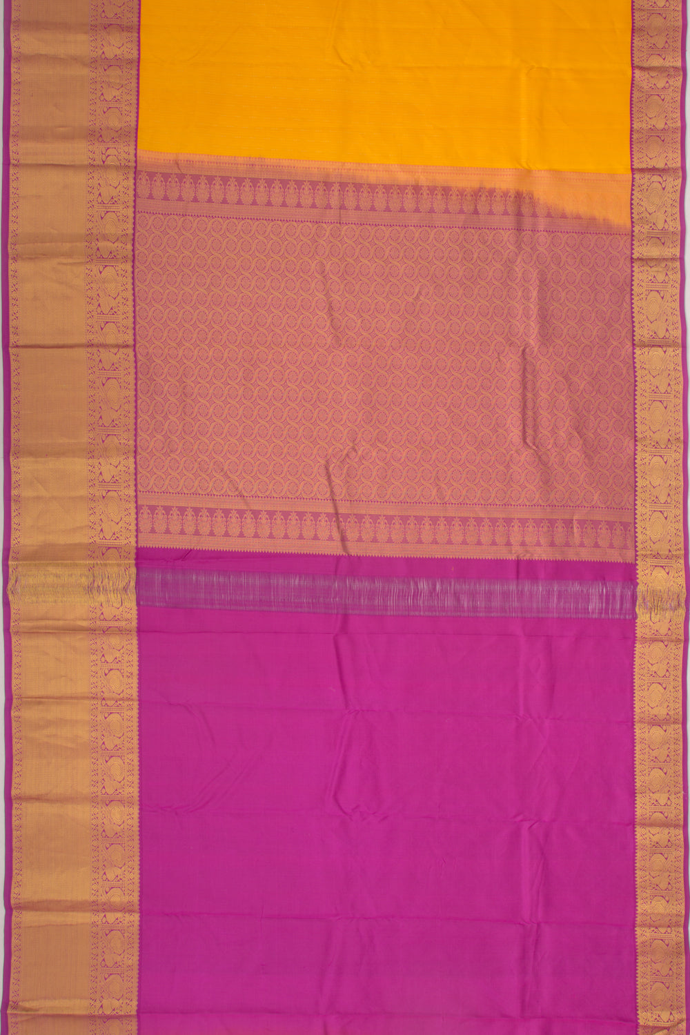 Taranga Kanchi Silk Brocade Mustard Yellow Saree
