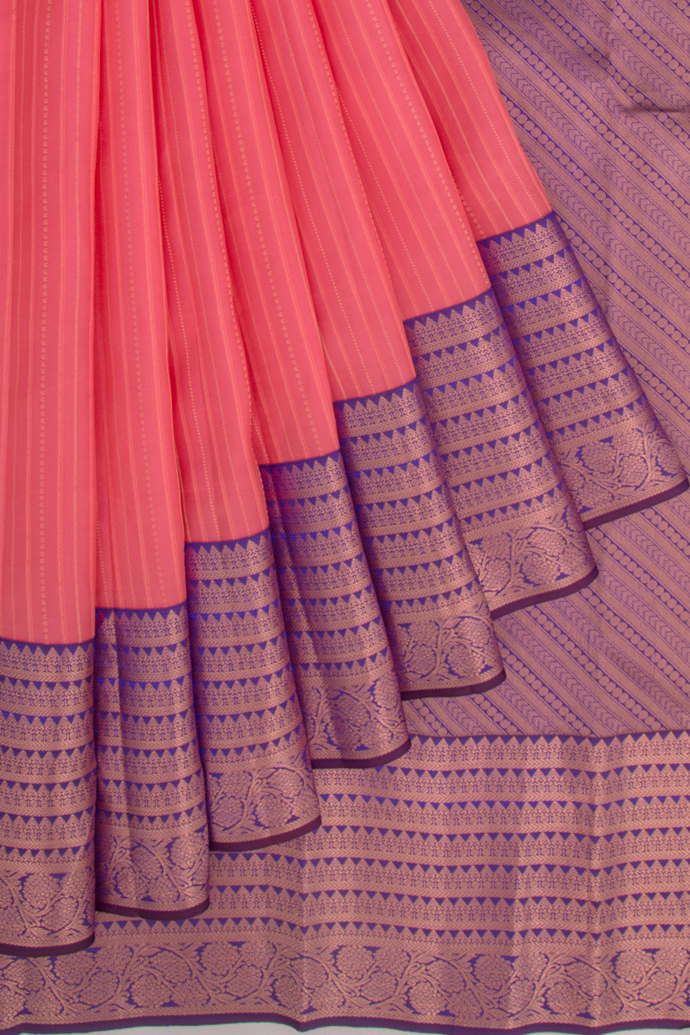 Taranga Kanchi Silk Vertical Lines Pink Saree