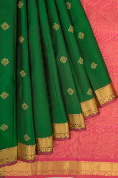 Taranga Kanchi Silk Butta Dark Green Saree