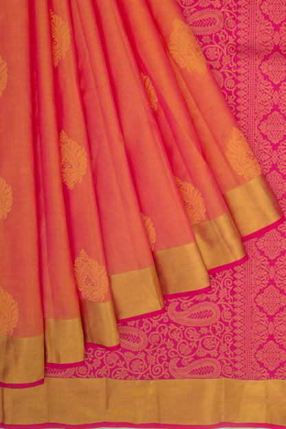Taranga Kanchi Silk Lines And Butta Dual Tone Pink And Orange Saree