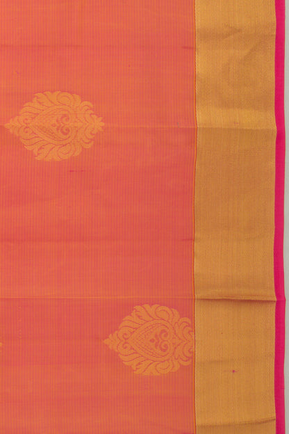 Taranga Kanchi Silk Lines And Butta Dual Tone Pink And Orange Saree
