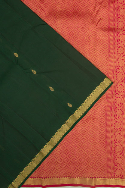 Taranga Kanchi Silk Butta Bottle Green Saree