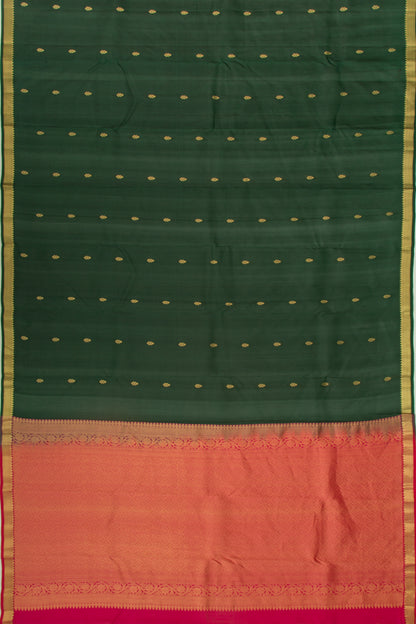 Taranga Kanchi Silk Butta Bottle Green Saree