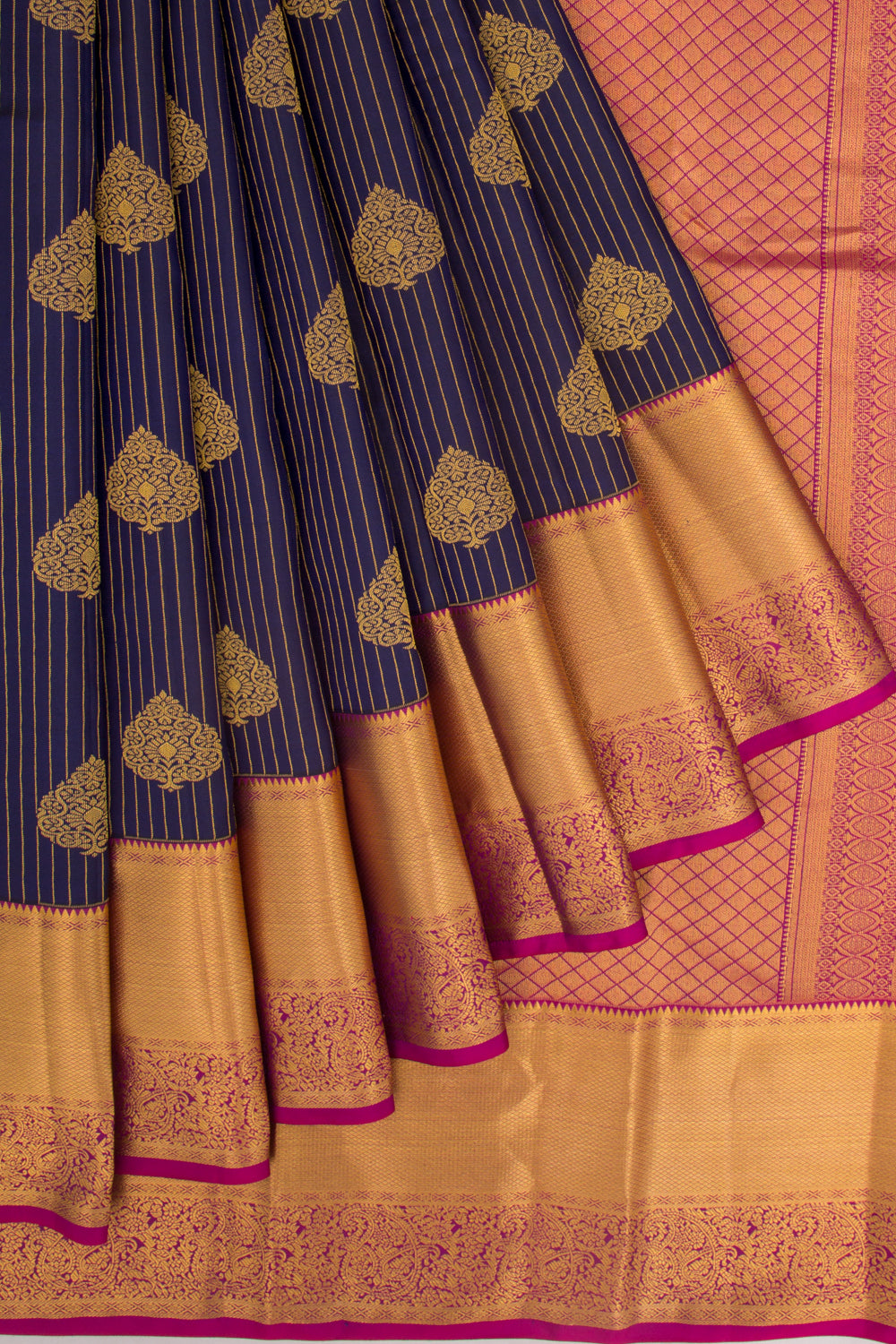 Taranga Kanchi Silk Lines And Butta Dark Blue Saree