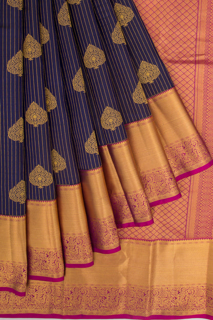 Taranga Kanchi Silk Lines And Butta Dark Blue Saree