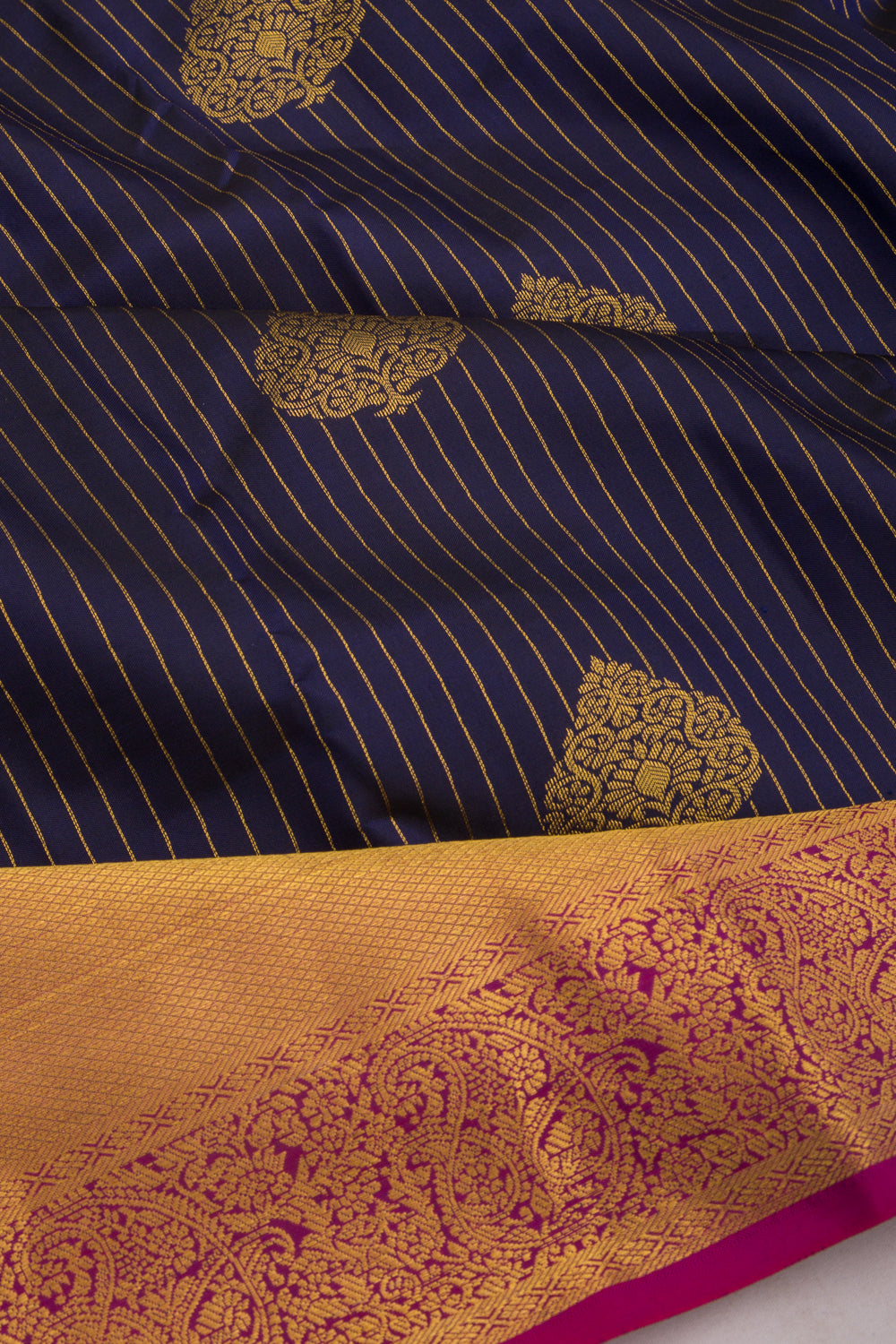 Taranga Kanchi Silk Lines And Butta Dark Blue Saree
