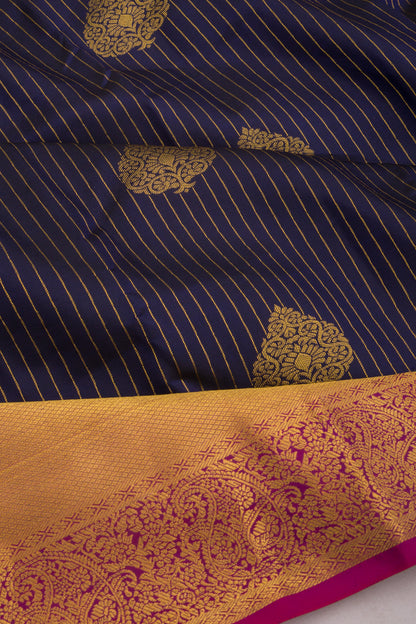 Taranga Kanchi Silk Lines And Butta Dark Blue Saree