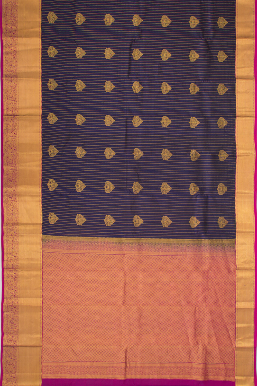 Taranga Kanchi Silk Lines And Butta Dark Blue Saree
