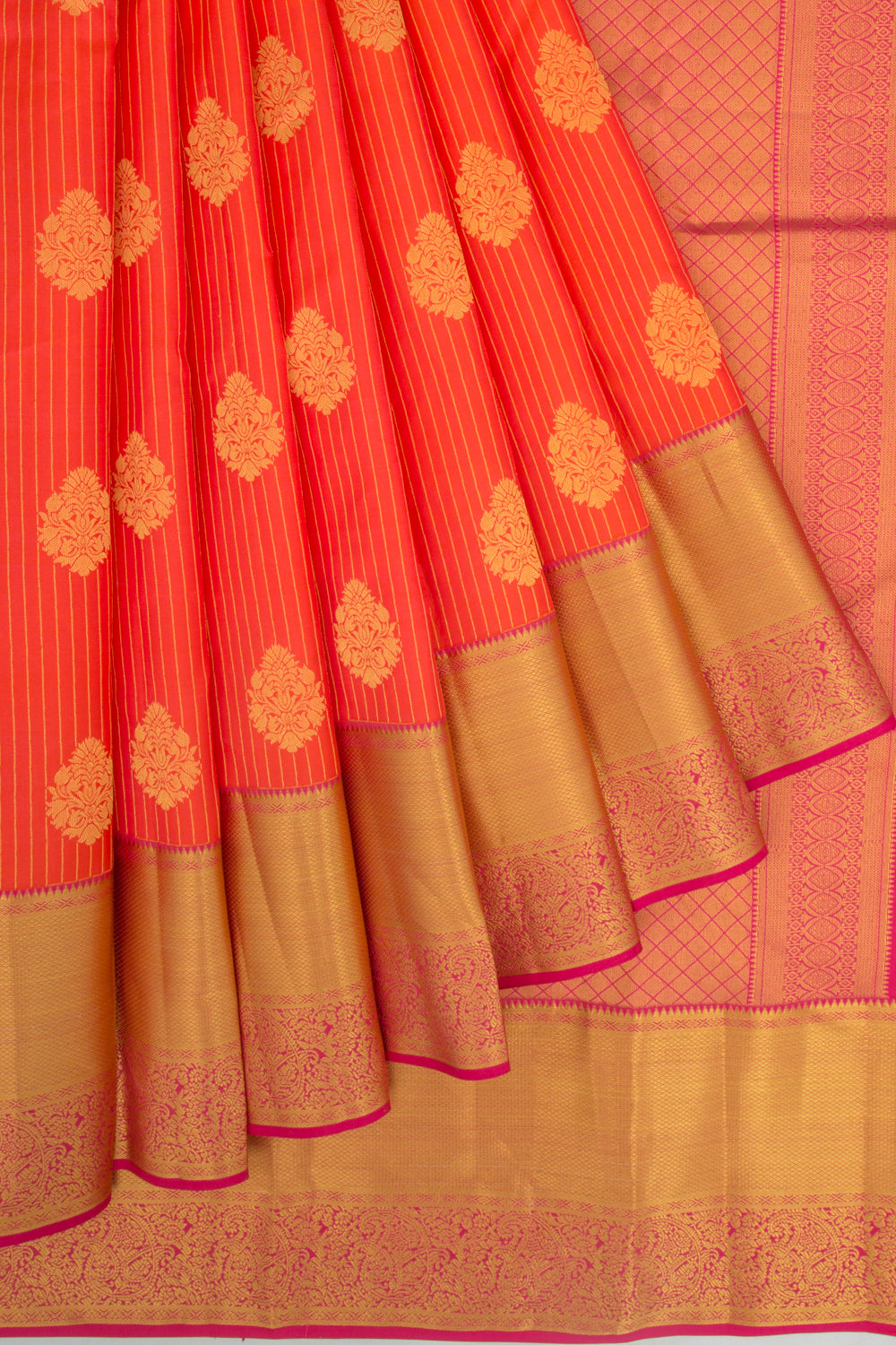 Taranga Kanchi Silk Lines And Butta Orange Saree