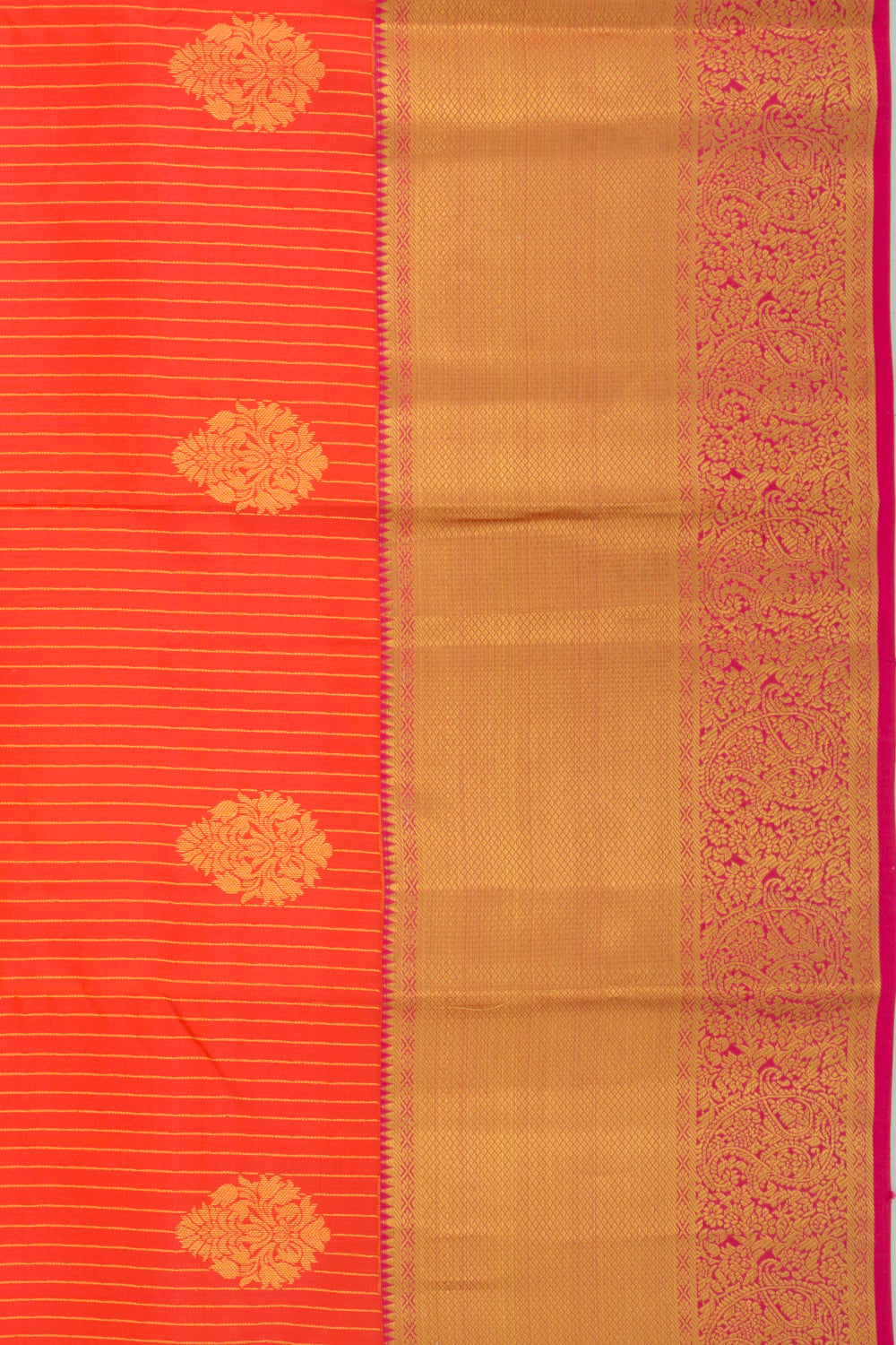 Taranga Kanchi Silk Lines And Butta Orange Saree