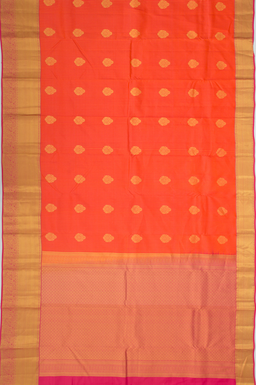 Taranga Kanchi Silk Lines And Butta Orange Saree