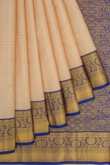 Taranga Kanchi Silk Checks And Butta Cream Saree