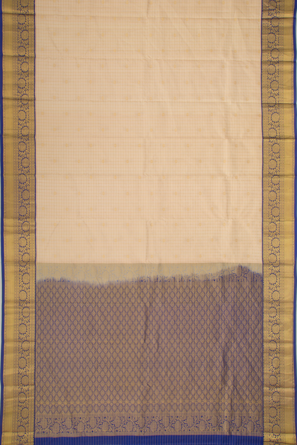 Taranga Kanchi Silk Checks And Butta Cream Saree