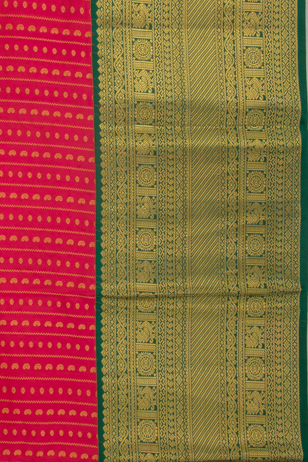 Taranga Kanchi Silk Brocade Pinkish Red Saree