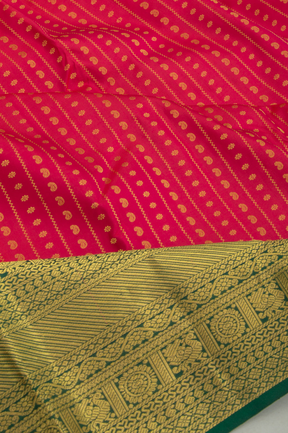 Taranga Kanchi Silk Brocade Pinkish Red Saree