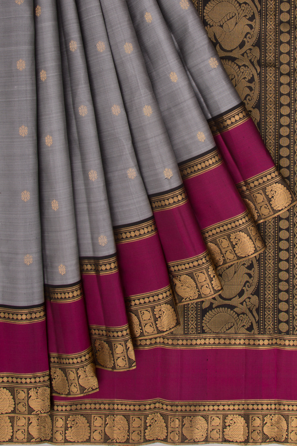 Taranga Kanchi Silk Butta Grey Saree