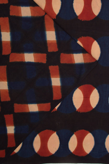 Chanderi Cotton Dabu Block Printed Black Saree