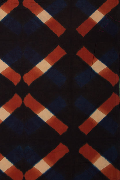 Chanderi Cotton Dabu Block Printed Black Saree