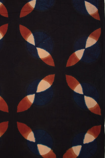 Chanderi Cotton Dabu Block Printed Black Saree