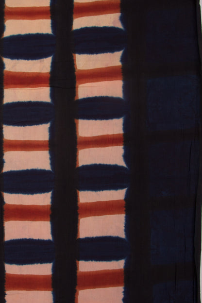 Chanderi Cotton Dabu Block Printed Black Saree