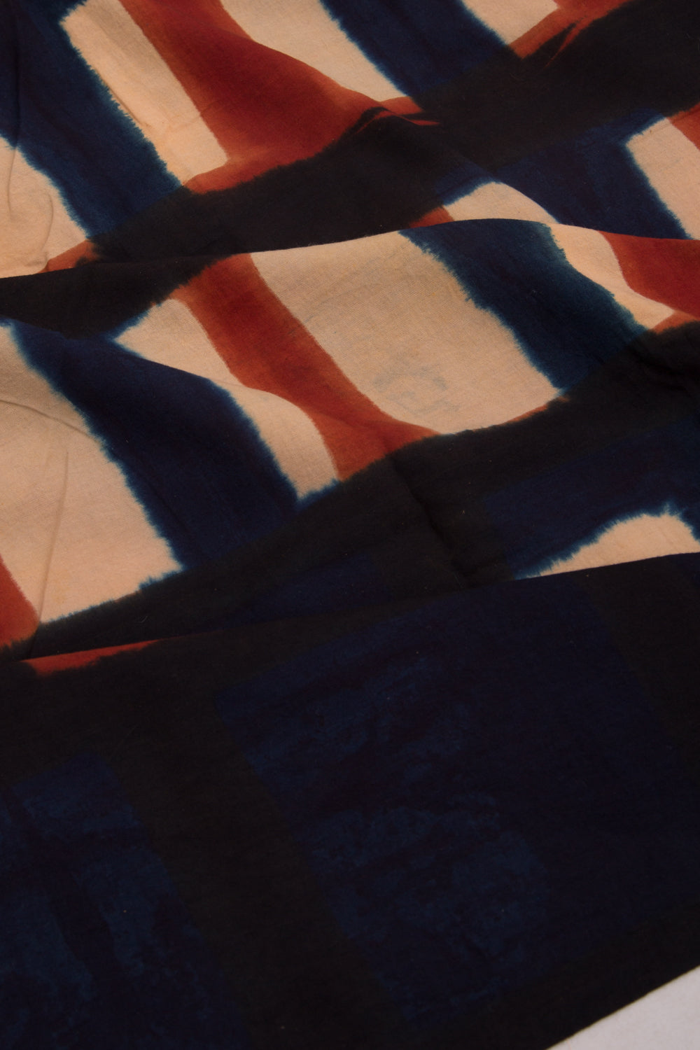 Chanderi Cotton Dabu Block Printed Black Saree