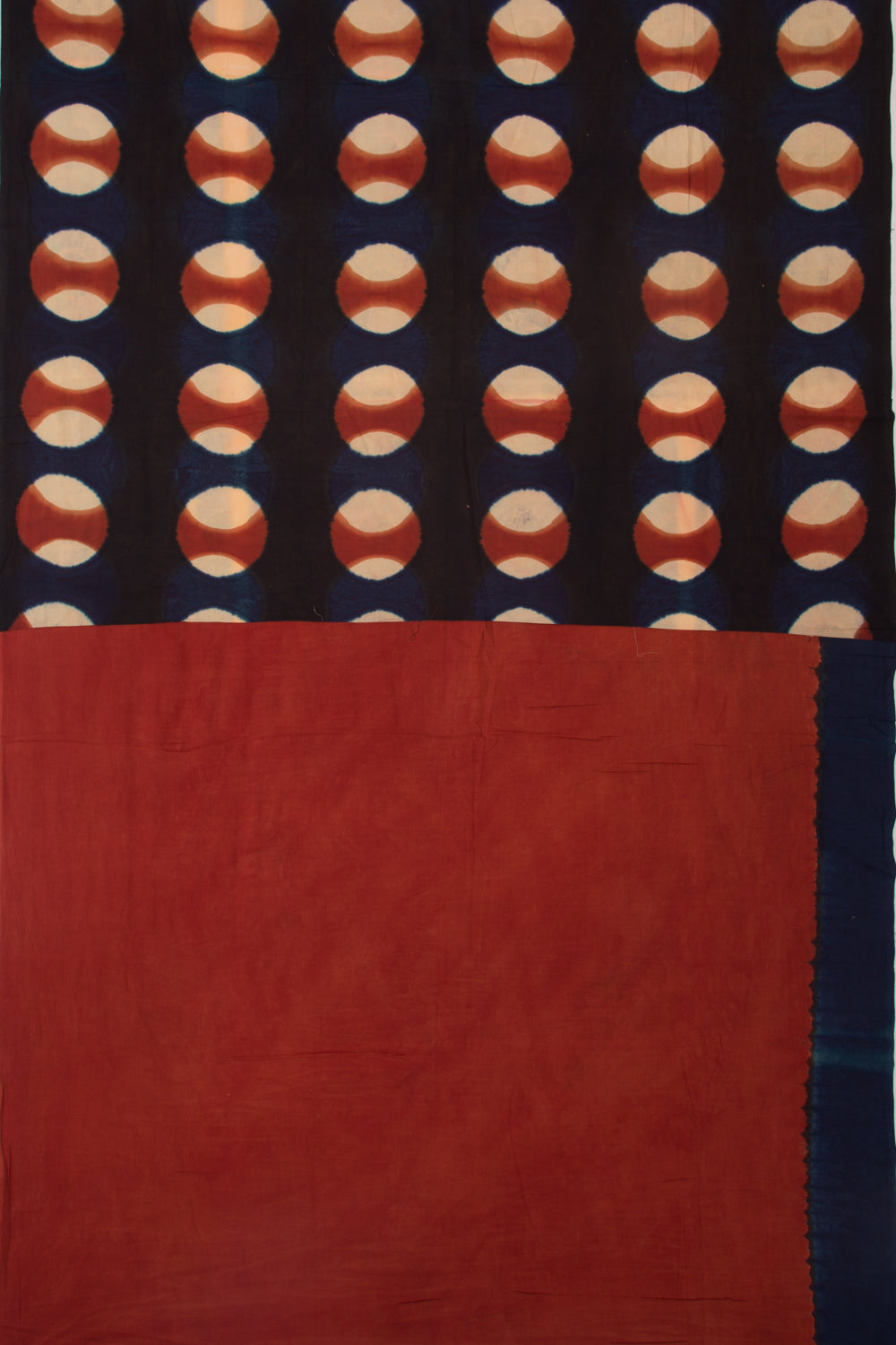 Chanderi Cotton Dabu Block Printed Black Saree