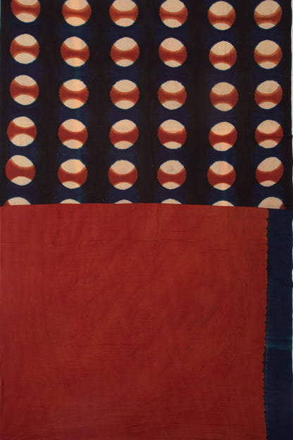 Chanderi Cotton Dabu Block Printed Black Saree