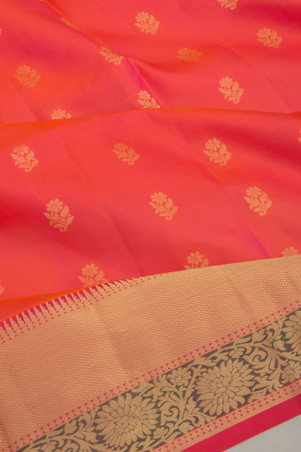 Coimbatore Soft Silk Butta Dual Tone Pink And Orange Saree