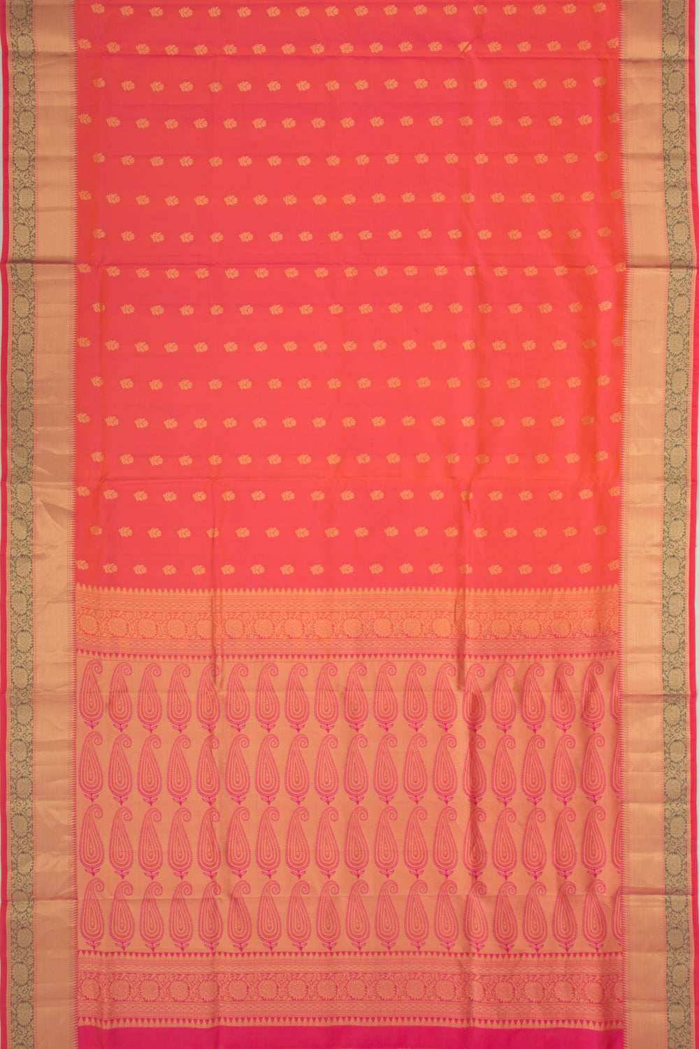 Coimbatore Soft Silk Butta Dual Tone Pink And Orange Saree