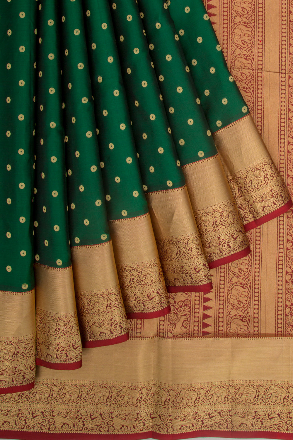 Coimbatore Soft Silk Butta Dark Green Saree
