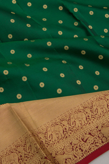 Coimbatore Soft Silk Butta Dark Green Saree