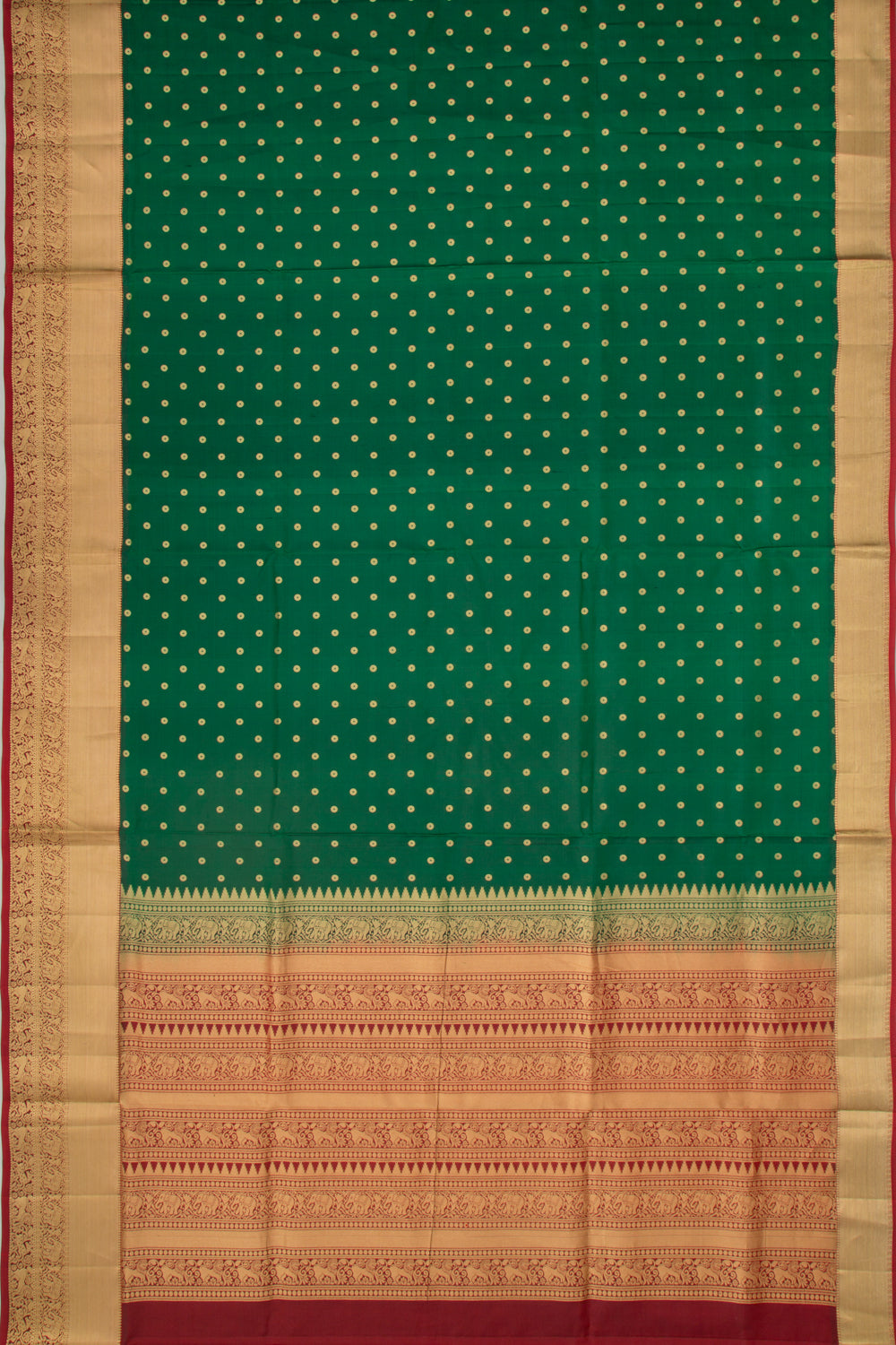 Coimbatore Soft Silk Butta Dark Green Saree