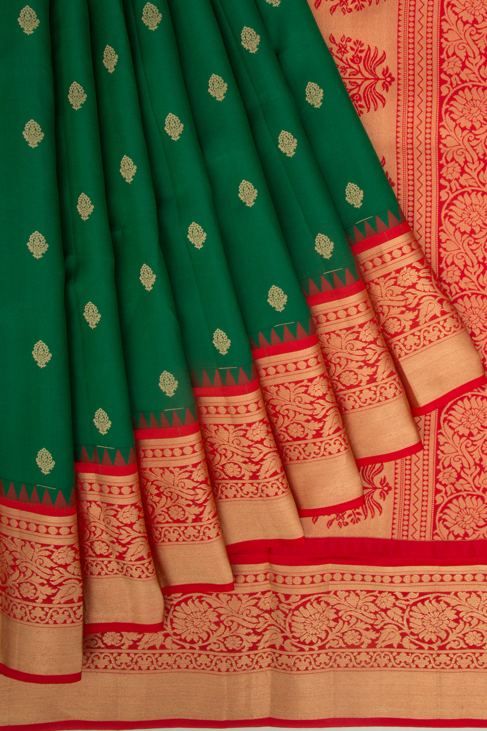 Coimbatore Soft Silk Butta Dark Green Saree