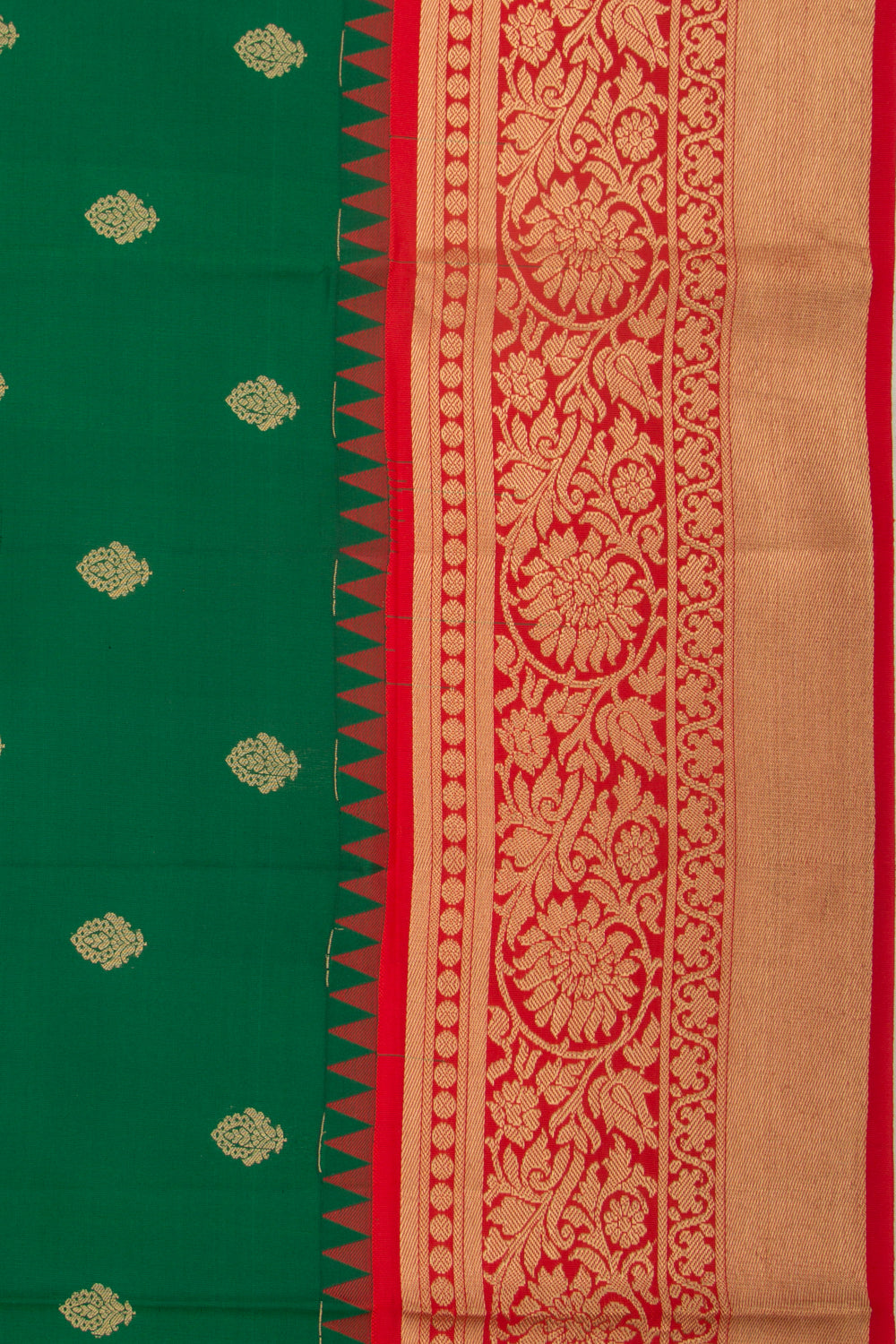 Coimbatore Soft Silk Butta Dark Green Saree