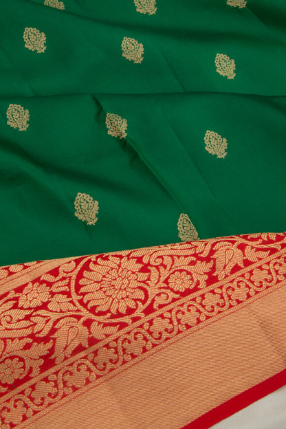 Coimbatore Soft Silk Butta Dark Green Saree