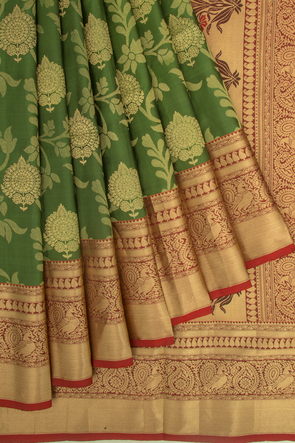 Coimbatore Soft Silk Jaal Green Saree