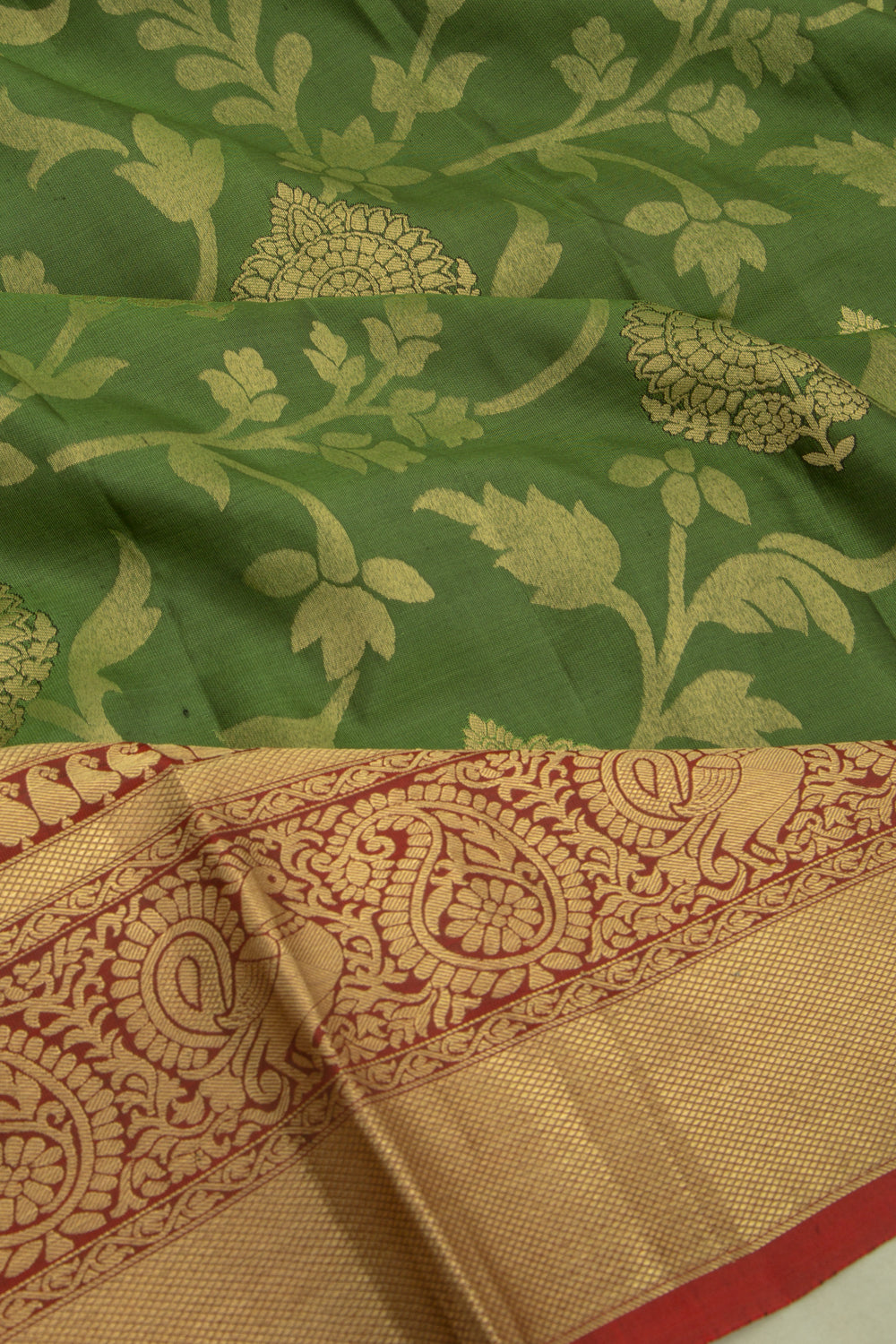 Coimbatore Soft Silk Jaal Green Saree