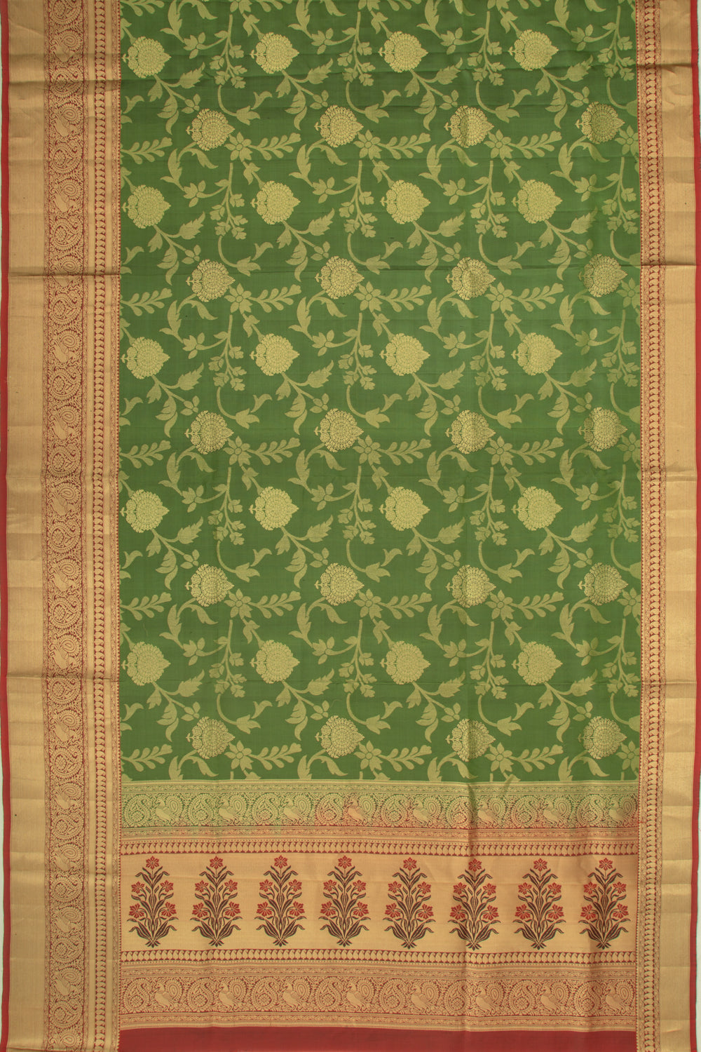 Coimbatore Soft Silk Jaal Green Saree