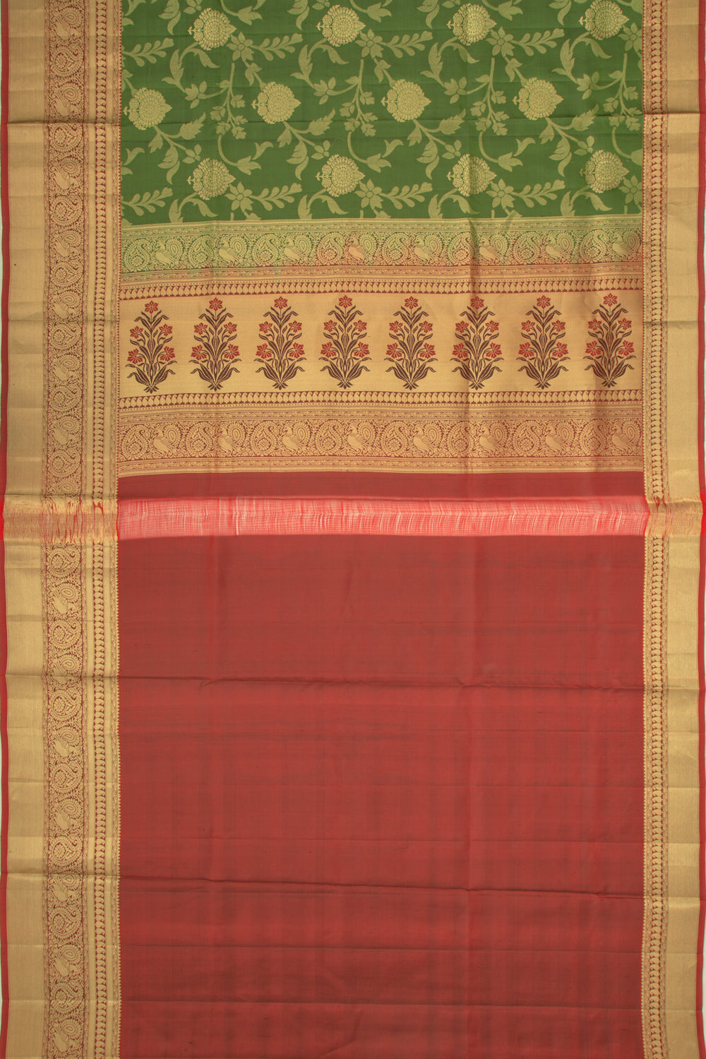 Coimbatore Soft Silk Jaal Green Saree