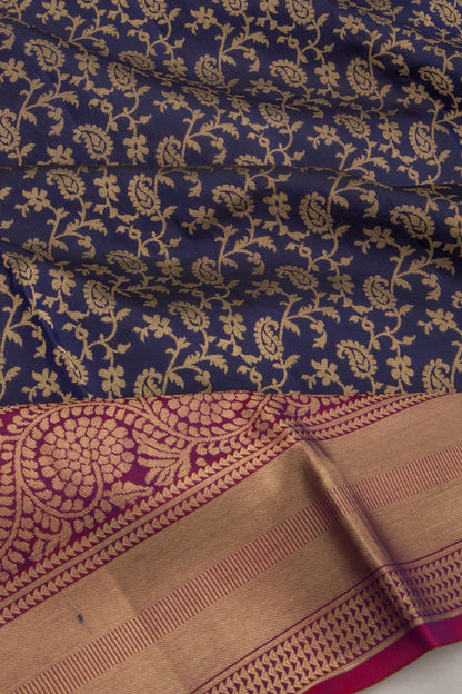 Coimbatore Soft Silk Brocade Dark Blue Saree
