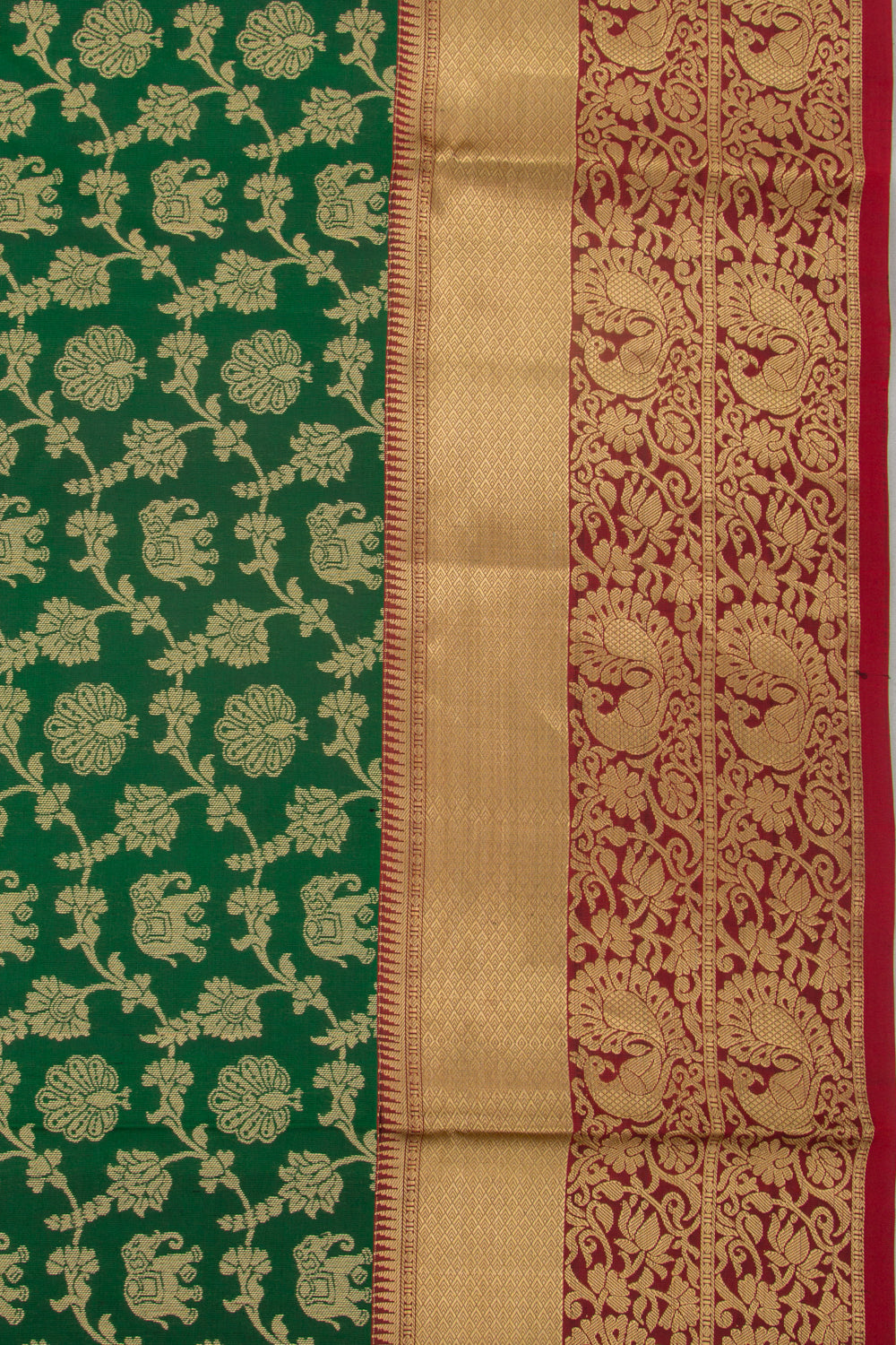 Coimbatore Soft Silk Jaal And Butta Dark Green Saree