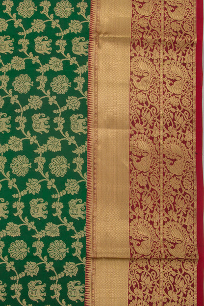 Coimbatore Soft Silk Jaal And Butta Dark Green Saree